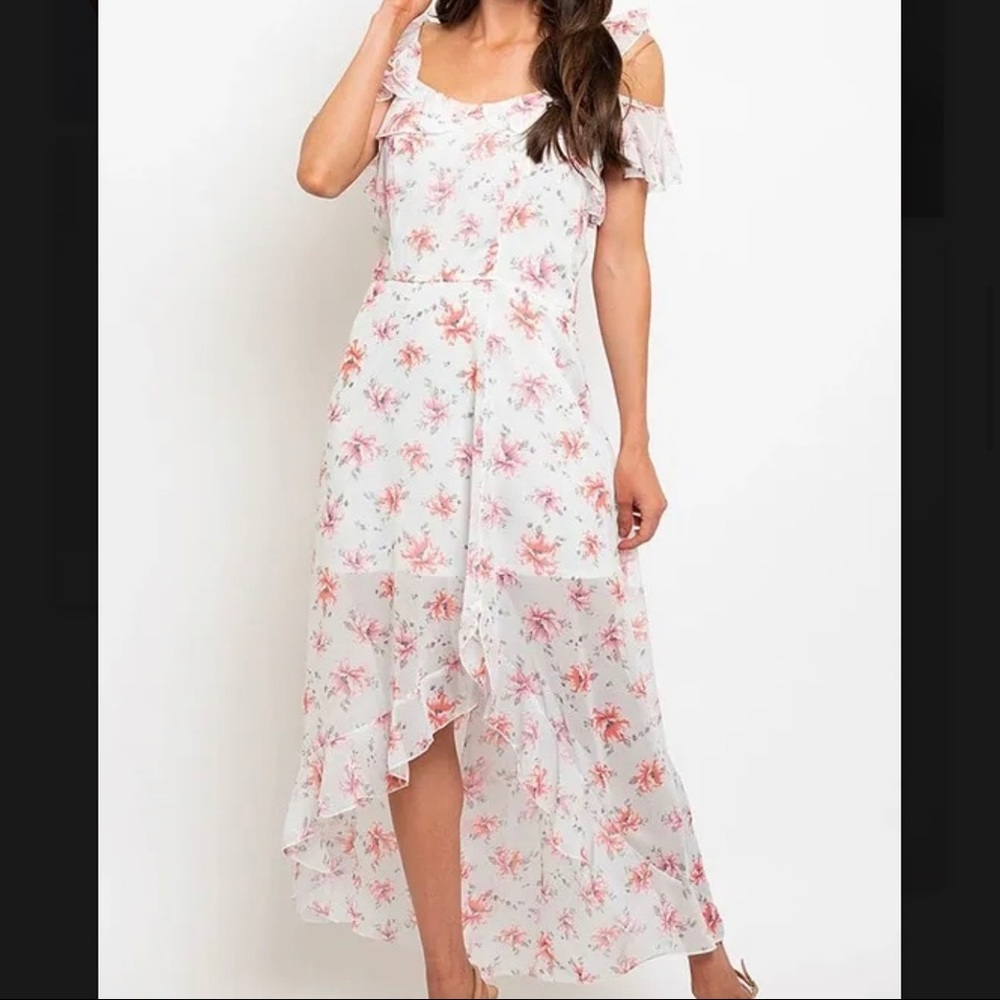 Floral Lined Hi-Lo Dress